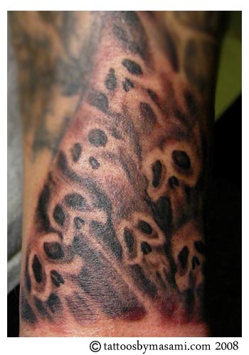 Skull Tattoo Forearm. skull tattoo filler.